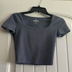 Hollister Soft Stretch Seamless Fabric Square Neck Baby Tee, Dark blue, XS